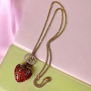 GUCCI Gold Crystal Strawberry Necklace